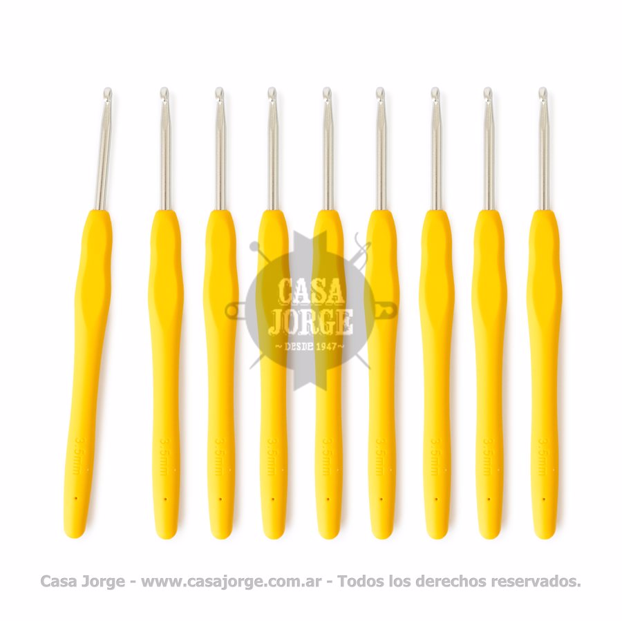 AGUJAS CROCHET CON MANGO DE SILICONA TK N° 3.5 POR 9 UNIDADES
