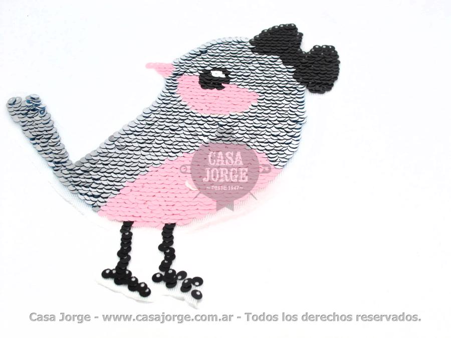 APLIQUES PARA COSER PAJARO DE LENTEJUELA REVERSIBLE ART 2636 DE 190 POR 180 MM POR UNIDAD MINIMO 50 UNIDADES