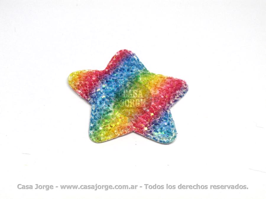 APLIQUES TERMOADHESIVO ESTRELLA MULTICOLOR ART 2954 DE 45 POR 50 MM POR UNIDAD MINIMO 100 UNIDADES