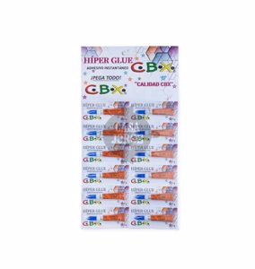 ADHESIVO INSTANTANEO HIPER GLUE MARCA CBX BLISTER POR 12 UNIDADES