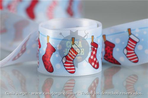 CINTAS NAVIDEÑAS CALCETINES ARTICULO CC1182039 DE 39 MM POR PIEZA DE 10 METROS