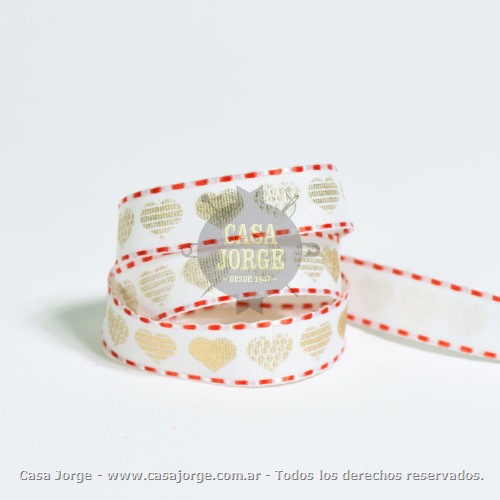 CINTAS CORDON DE ORO GOLDEN HEARTS DE 15 MM ART CC1270015 POR 10 METROS