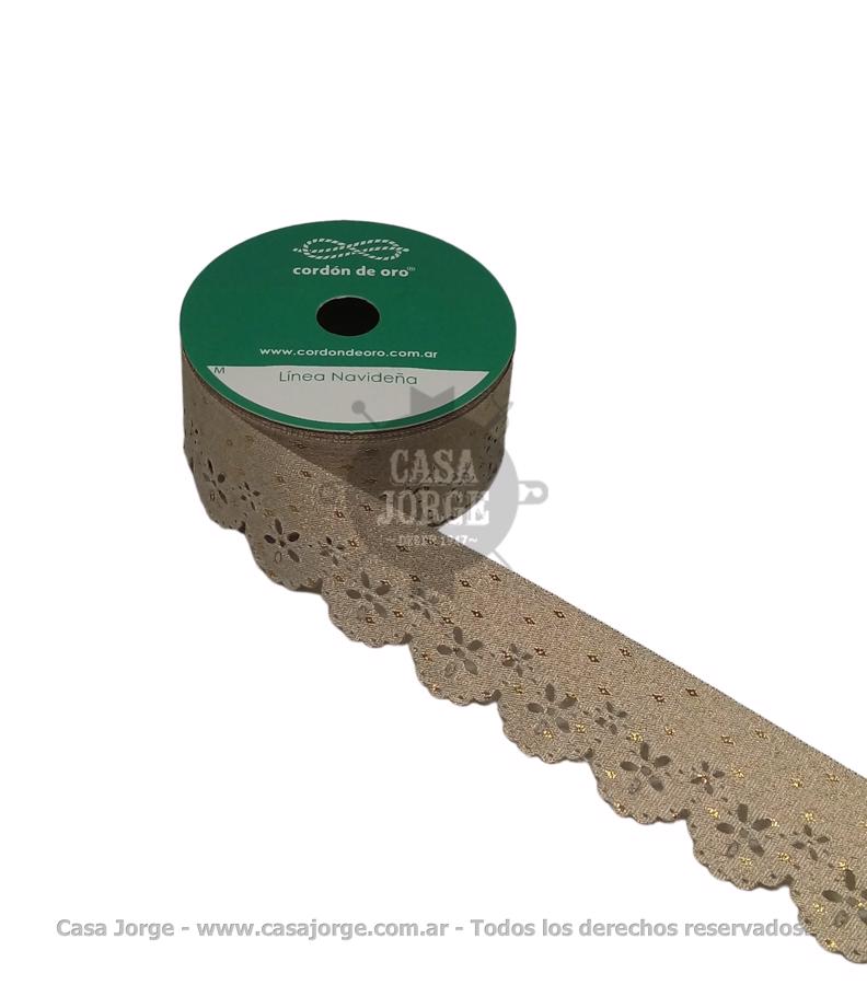 CINTAS CORDON DE ORO TROQUELADA SPARKE NAVIDEÑA COD CC1279030 DE 30 MM POR 10 METROS