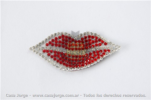 APLIQUES TERMOADHESIVO CON STRASS LABIO ART 10418 POR 50 UNIDADES