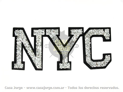 APLIQUES TERMOADHESIVO CON STRASS NYC ARTICULO 2463 DE 70 POR 165 MM ANCHO POR UNIDAD MINIMO 25 UNIDADES
