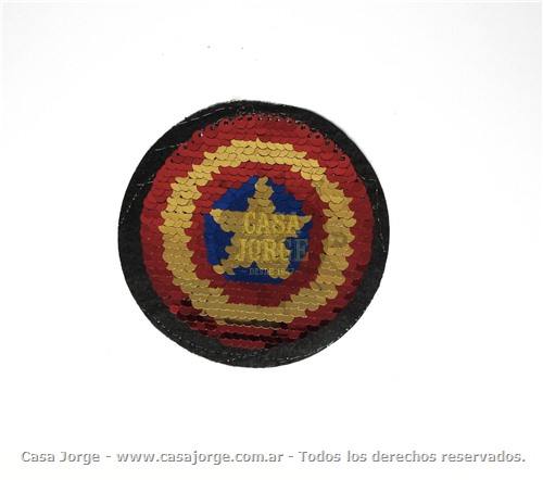 APLIQUES TERMOADHESIVO DE LENTEJUELA REVERSIBLE ESCUDO ART 2498 DE 90 MM DIAMETRO POR UNIDAD MINIMO 50 UNIDADES