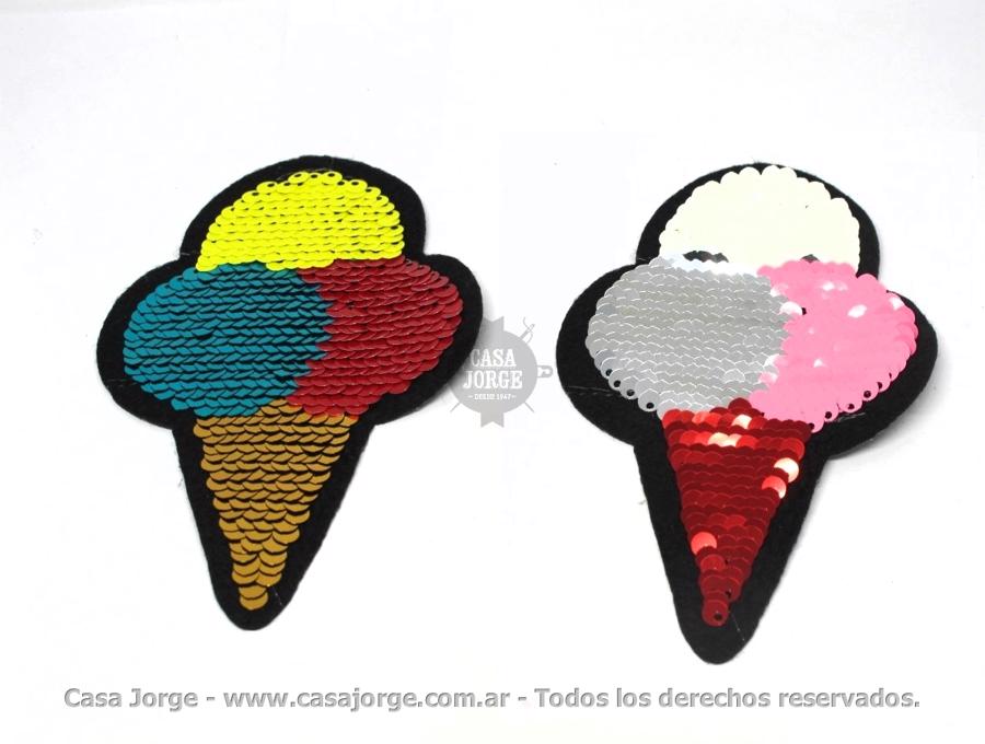 APLIQUES TERMOADHESIVO HELADO DE LENTEJUELA REVERSIBLE ART 2656 DE 120 POR 75 MM POR UNIDAD MINIMO 50 UNIDADES