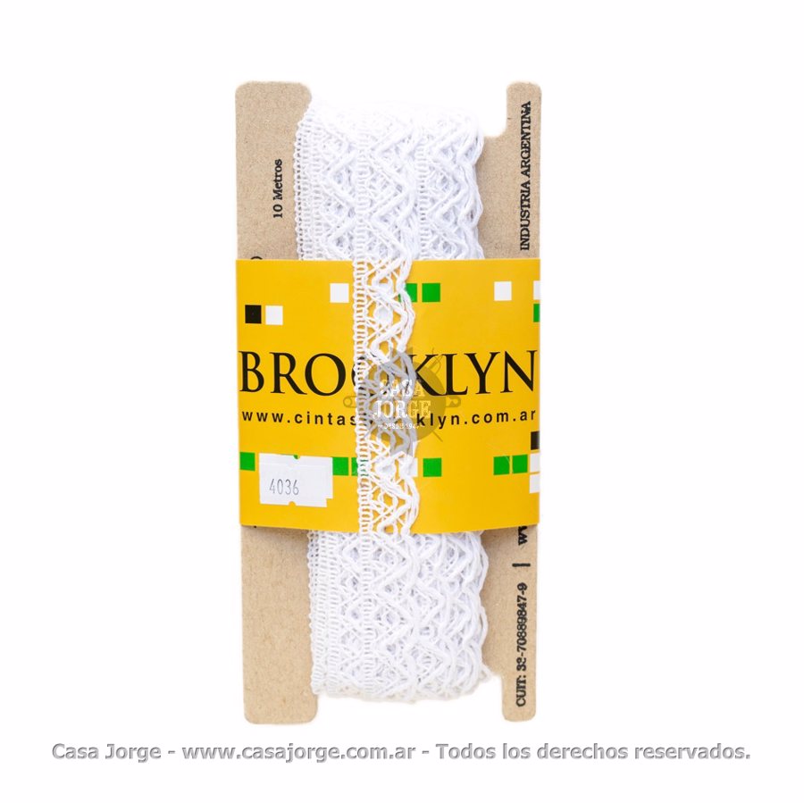 PUNTILLAS OJITOS ALGODON BROOKLYN 20 MM ARTICULO 4036 POR 10 METROS BLANCO