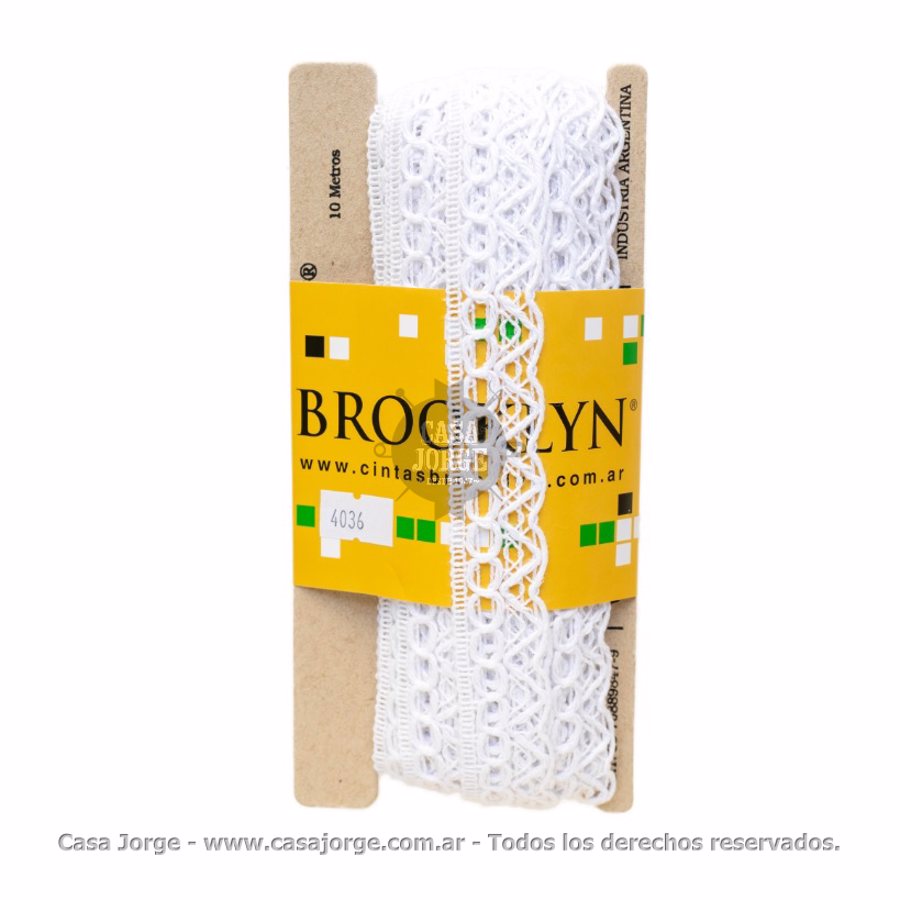 PUNTILLAS OJITOS ALGODON BROOKLYN 25 MM ARTICULO 4036 POR 10 METROS BLANCO