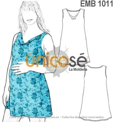 POLERA SIN MANGAS MATERNAL, CUELLO LEVE DRAPEADO. MOLDE: EMB1011