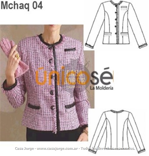 CHAQUETA CHANEL MUJER, MANGA SASTRE, FORRO INTERIOR. MOLDE: Mchaq 04