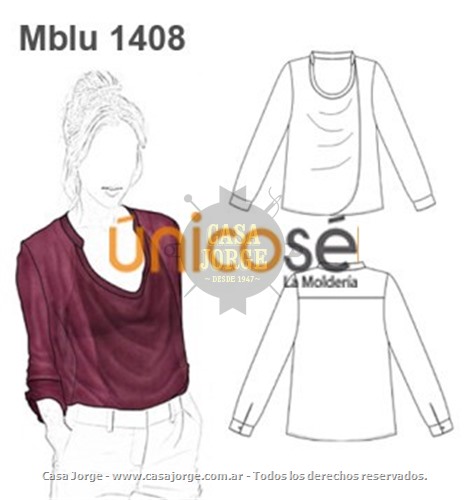BLUSA CRUZADA MUJER, MOLDE: Mblu1408