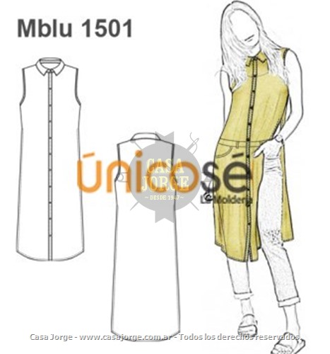 BLUSA CAMISA LARGA MUJER MOLDE: Mblu1501