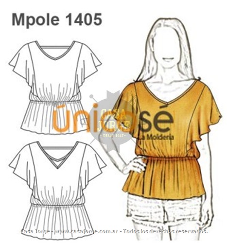 POLERA VUELO MANGA MOLDE: Mpole1405