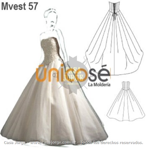 vestido novia con corset, corset amarras en espalda. molde: mvest 57