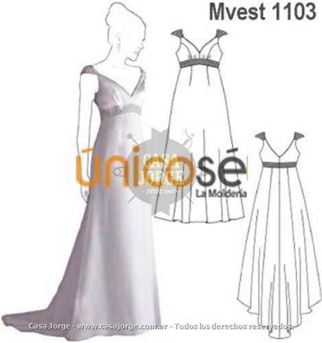 vestido novia pequeÑa manga. molde: mvest1103 - casa jorge - la