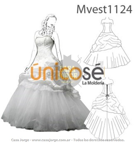 vestido de novia con recogido. molde: mvest1124 - casa jorge - la